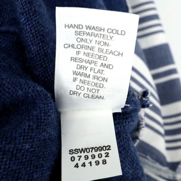 J Jill Sweater Petites LP PL Blue with White Blue Underlay Stretch Knit - Picture 13 of 15